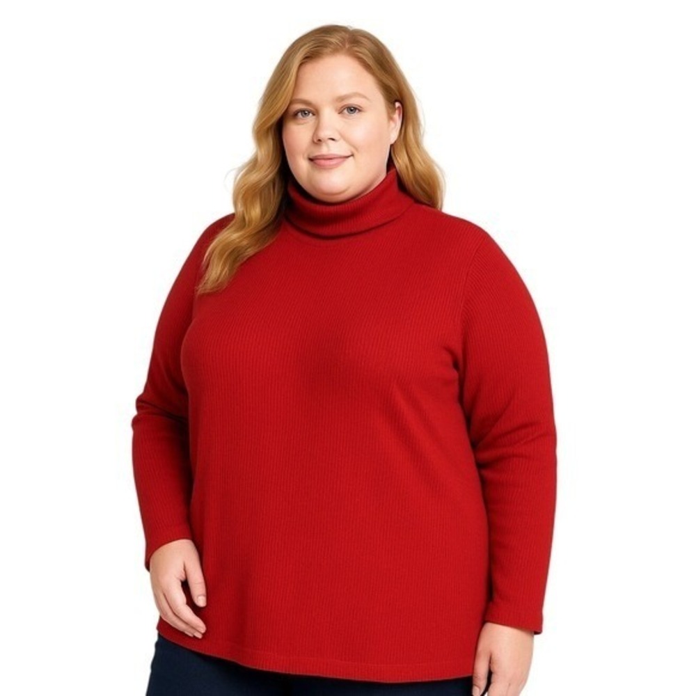 Ava & Viv Sweater Red Turtleneck Ribbed Knit Long Sleeve Plus Pullover Top X 14W